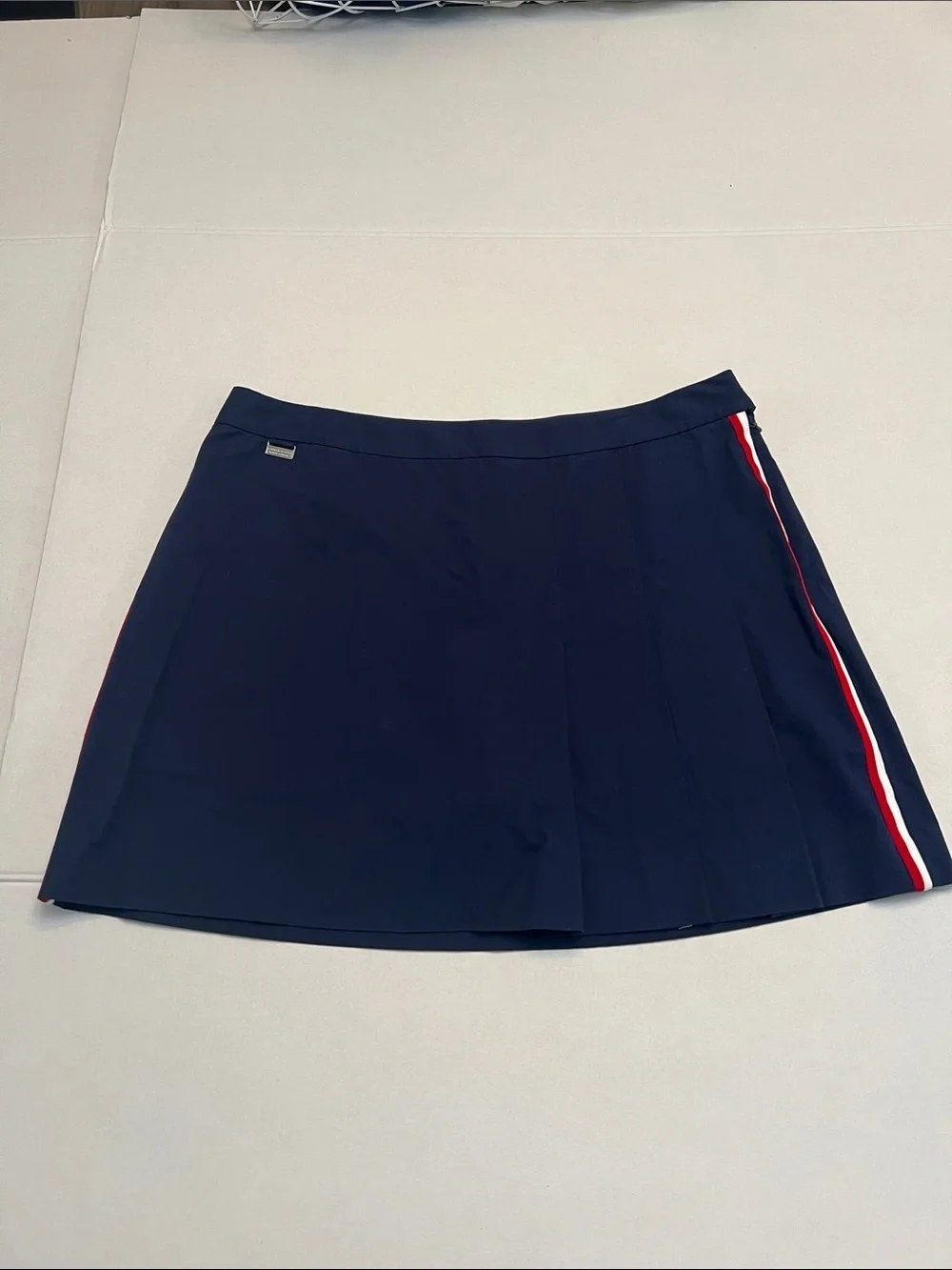 RALPH LAUREN ACTIVE ATHLETIC TENNIS SKIRT SKORT BLUE PLEATED STRIPES 14 NEW